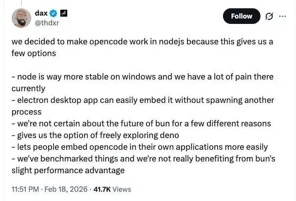 dax 推文:解释选择 Node.js 的完整理由