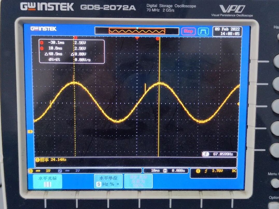 示波器显示正弦波形