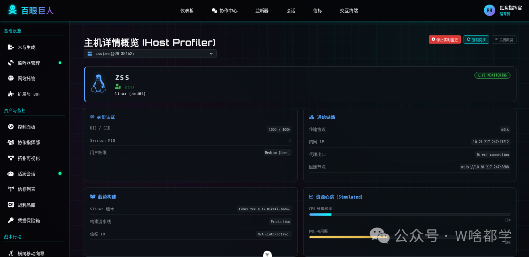 百眼巨人主机详情概览界面