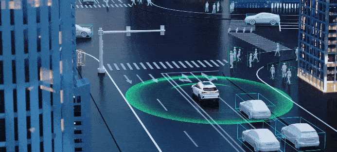 自动驾驶系统感知与决策示意图