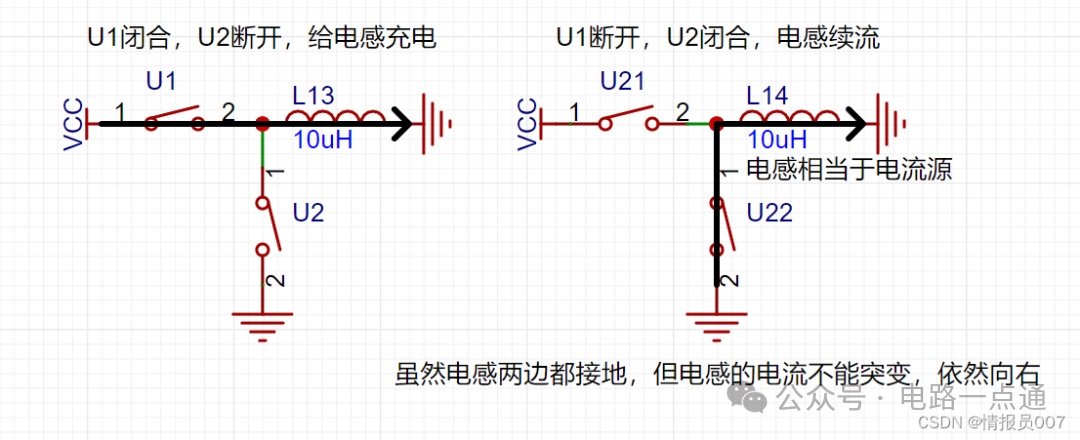 电感充放电等效为电流源