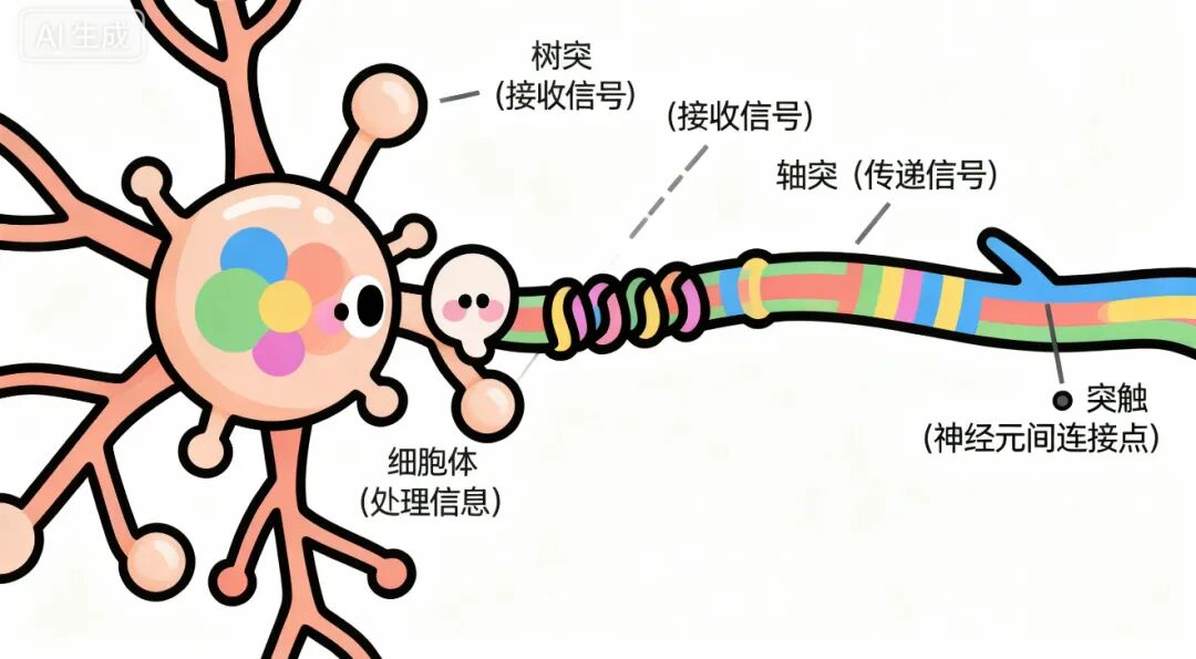 神经元工作原理示意图