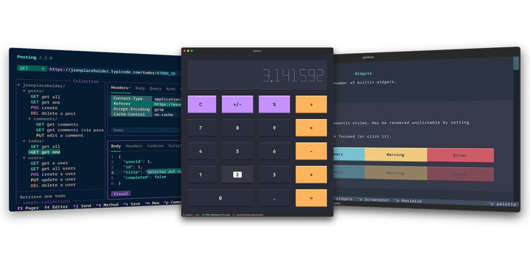 Textual库内置组件功能演示截图