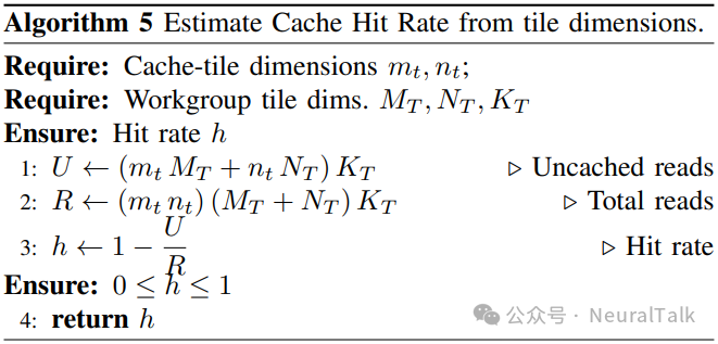 Algorithm 5：基于分块维度估算缓存命中率