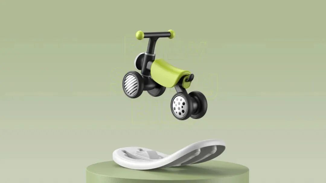 悬浮展示的儿童三轮车