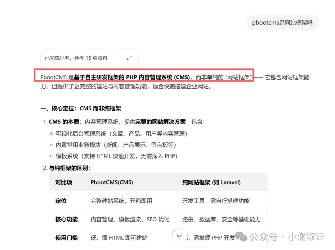 关于PbootCMS是CMS而非纯框架的说明