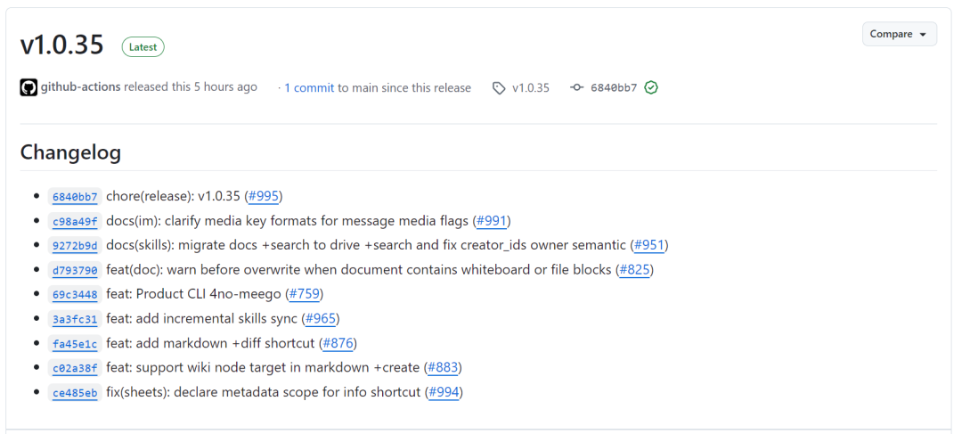 GitHub 发布页面 v1.0.35 更新详情