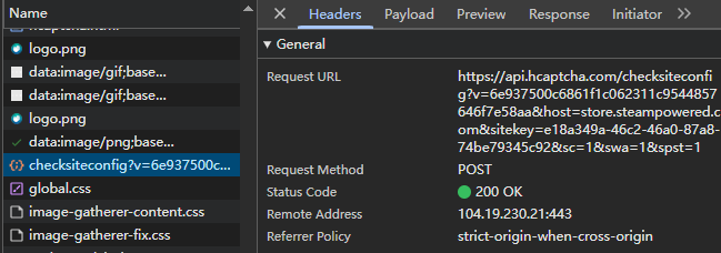 checksiteconfig 接口请求 Headers