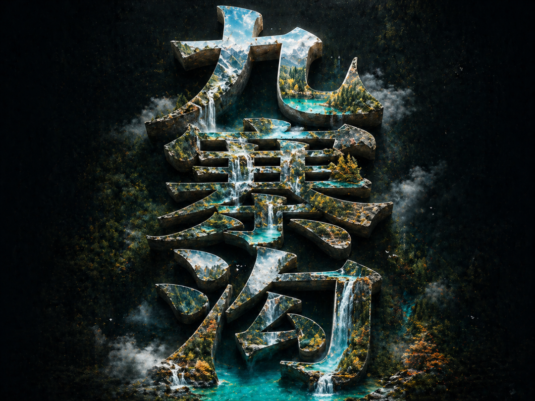 九寨沟自然风光字体设计