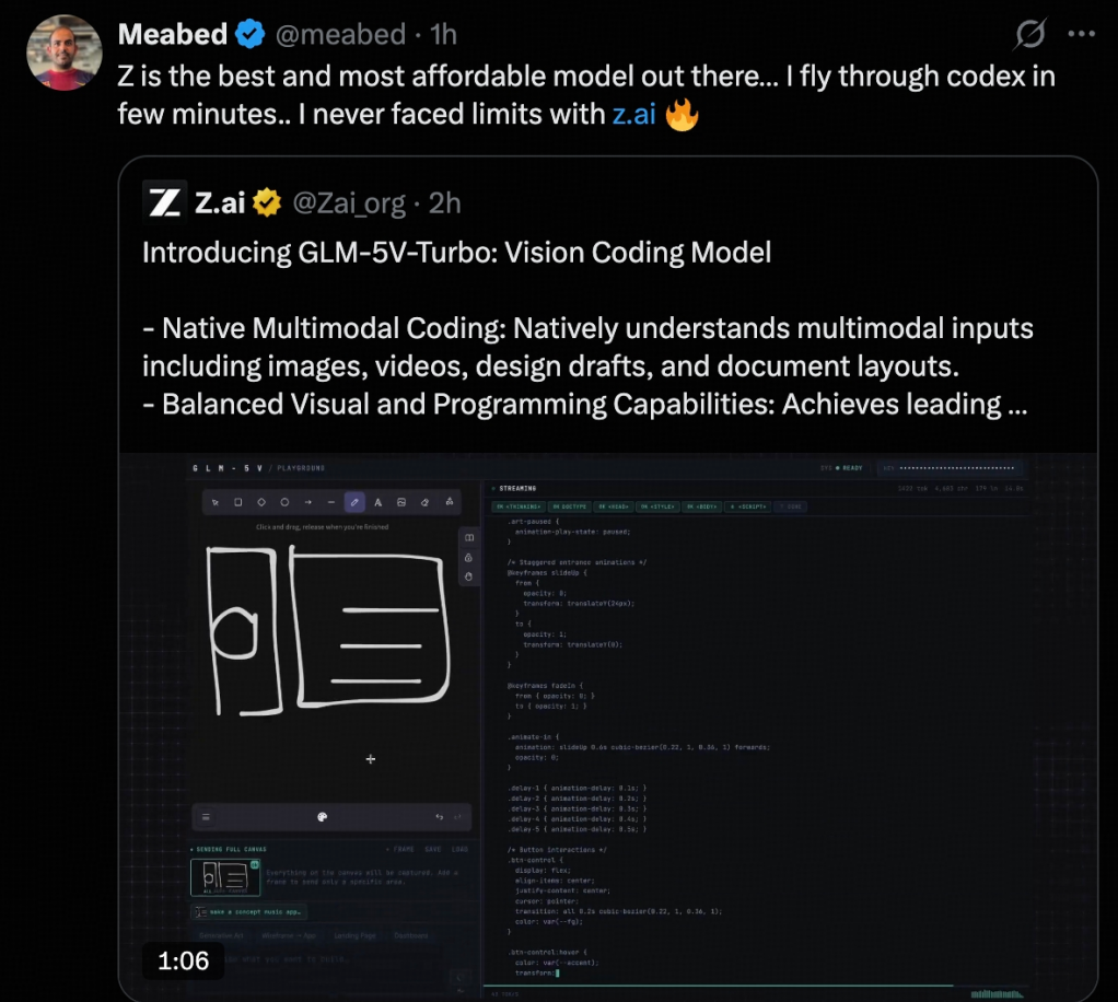 GLM-5V-Turbo的视觉编程界面
