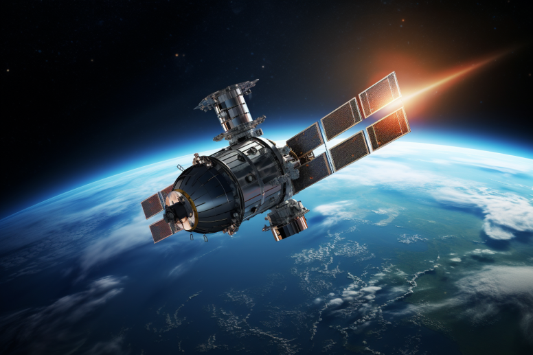 SpaceX星链卫星环绕地球示意图