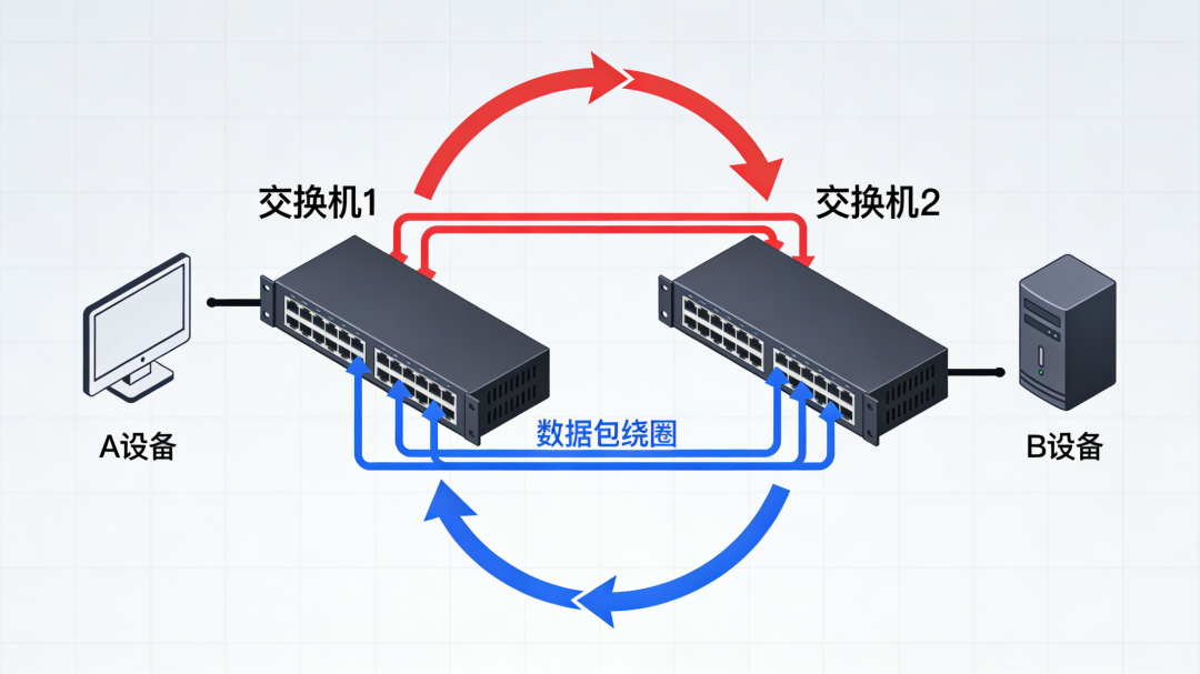 简单的二层网络环路拓扑示意图
