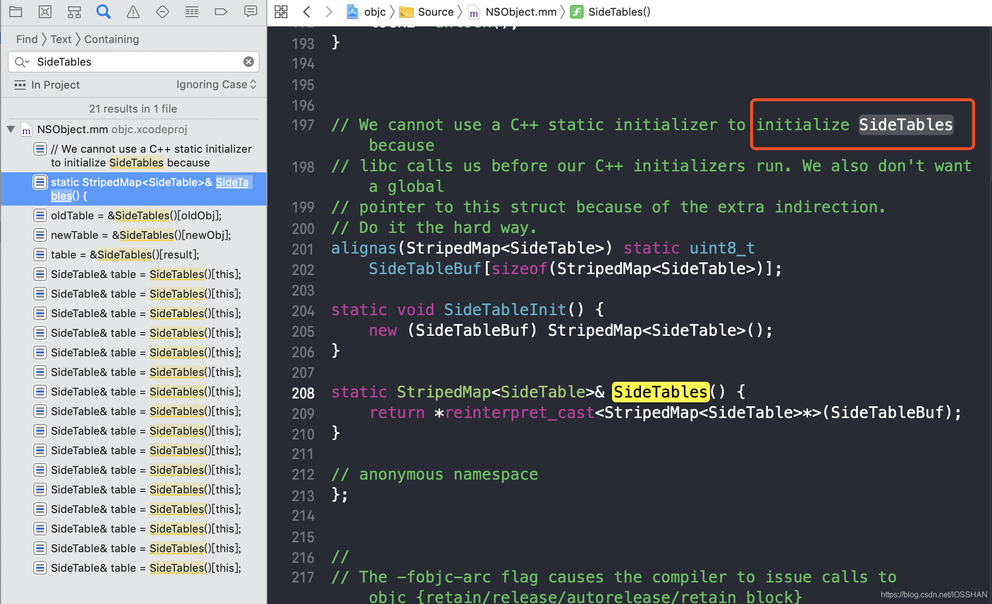 SideTables初始化代码