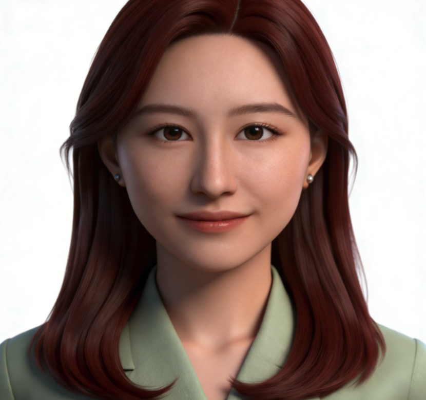 微笑的红棕色长发女性