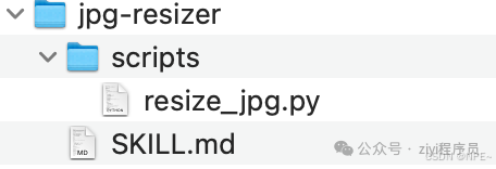 jpg-resizer 目录结构，包含 scripts 文件夹和 SKILL.md