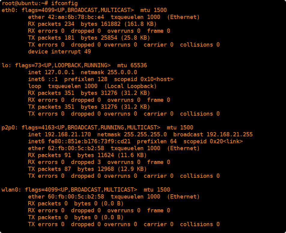 查看网络接口状态