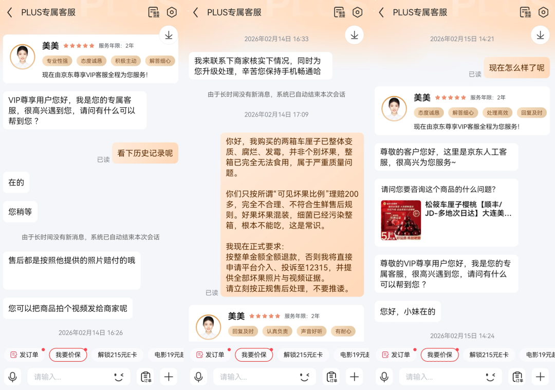与京东PLUS专属客服的多轮对话截图