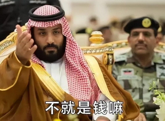沙特人物手势图,配文“不就是钱嘛”