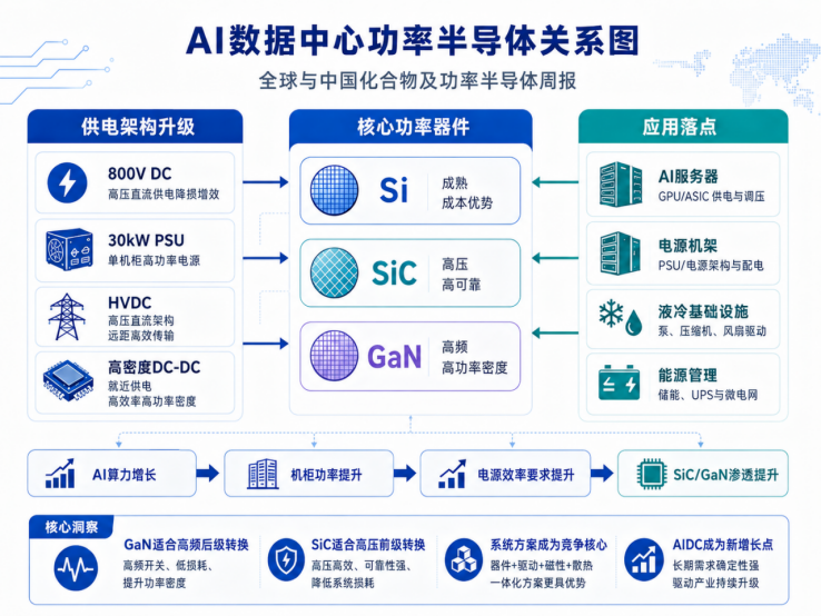 AI数据中心功率半导体关系图