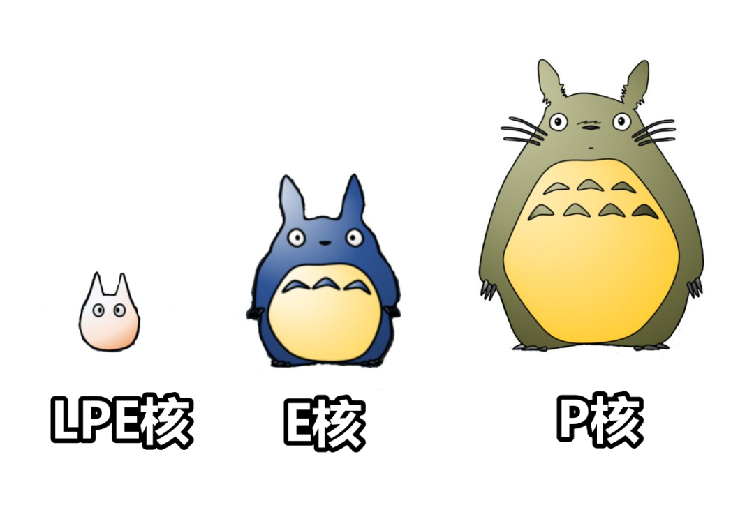 P核、E核、LPE核卡通示意图