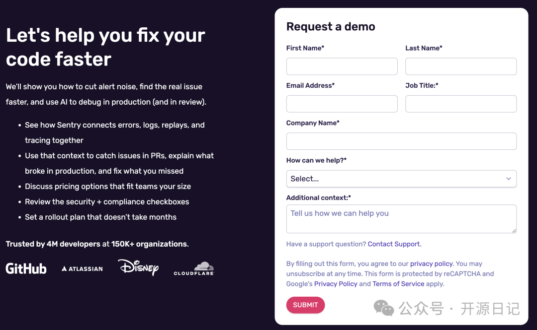 Sentry官方演示请求页面