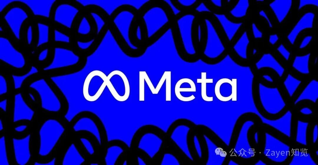 Meta公司LOGO与蓝色抽象背景图