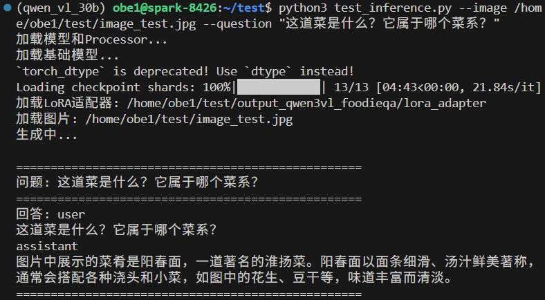 微调后模型图像识别输出结果