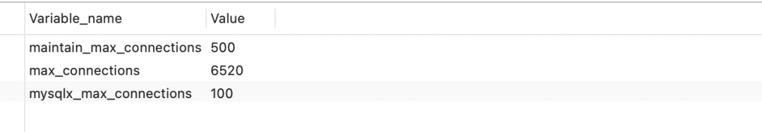 MySQL连接数查询结果