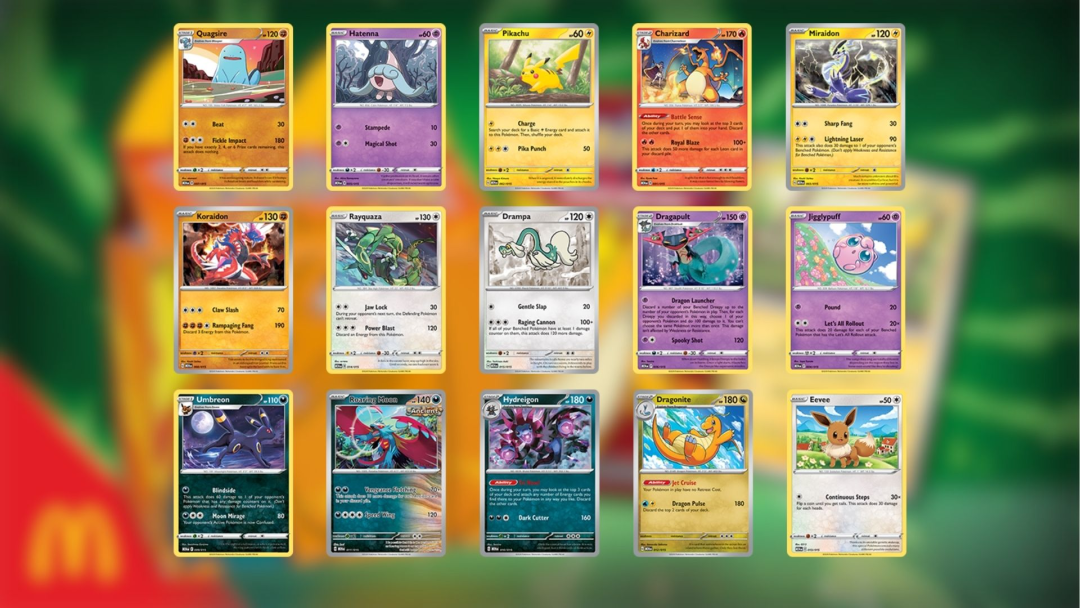 多张不同宝可梦卡牌集合展示