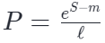 公式:P = e^(S - m) / l