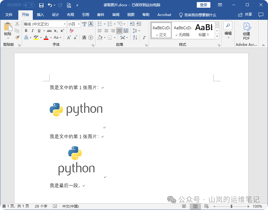 Word文档中插入两张图片的示例界面
