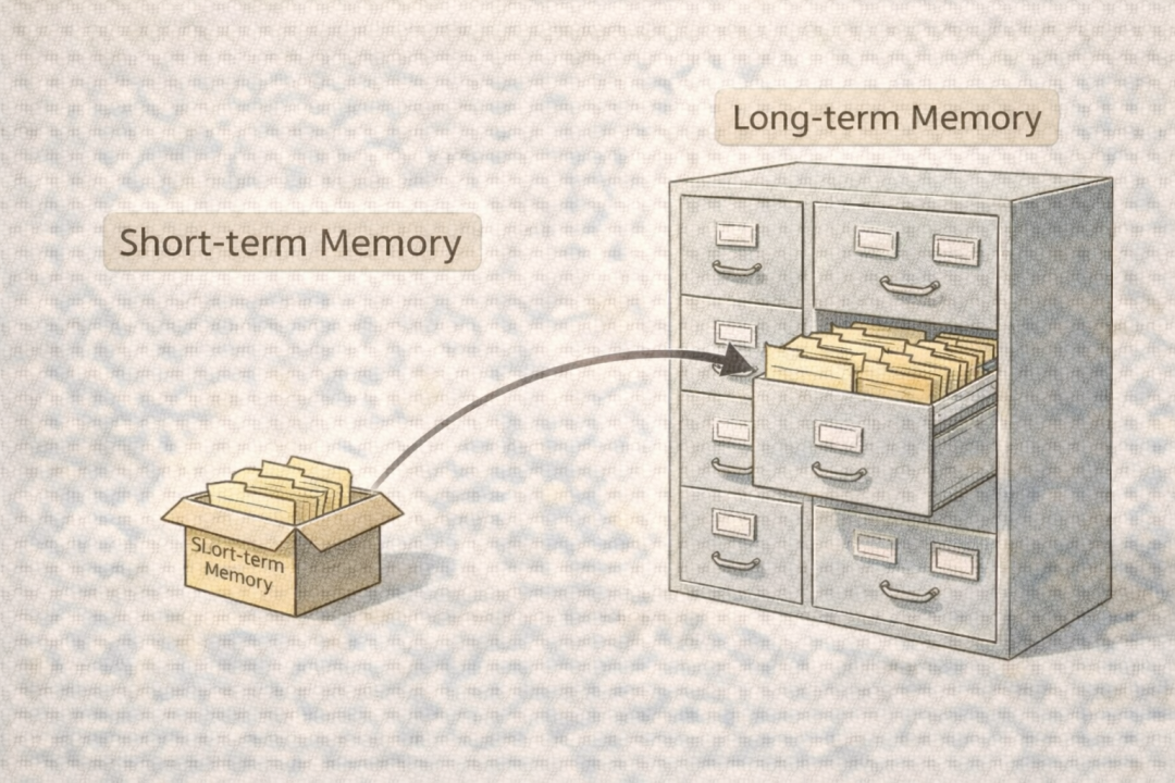 短期记忆与长期记忆的比喻：从纸箱存入文件柜