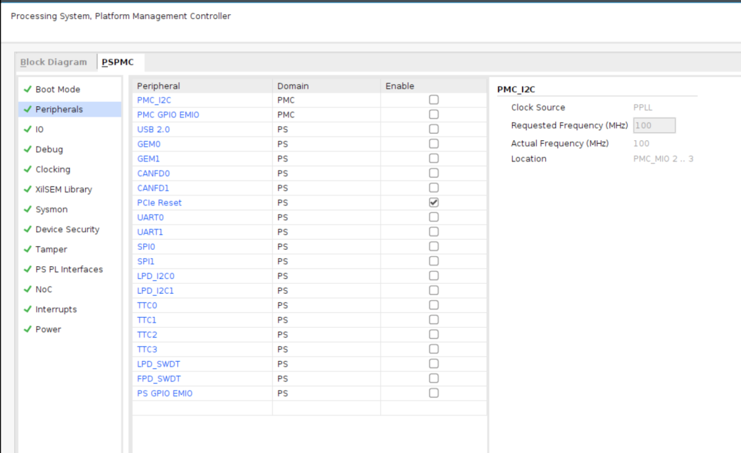 PS PMC 外设配置界面