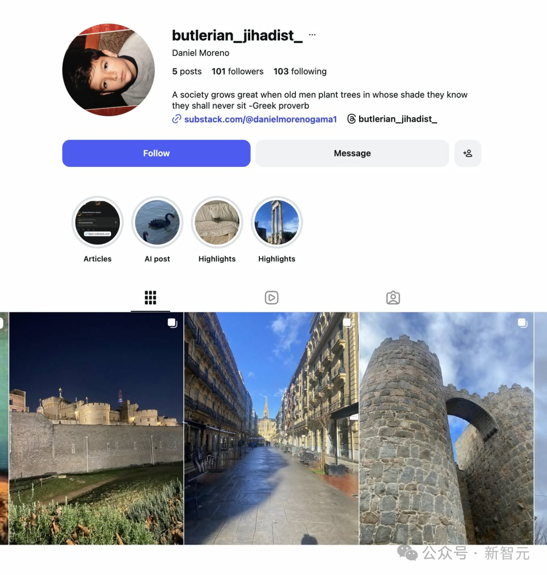 袭击者莫雷诺-加马的Instagram主页截图