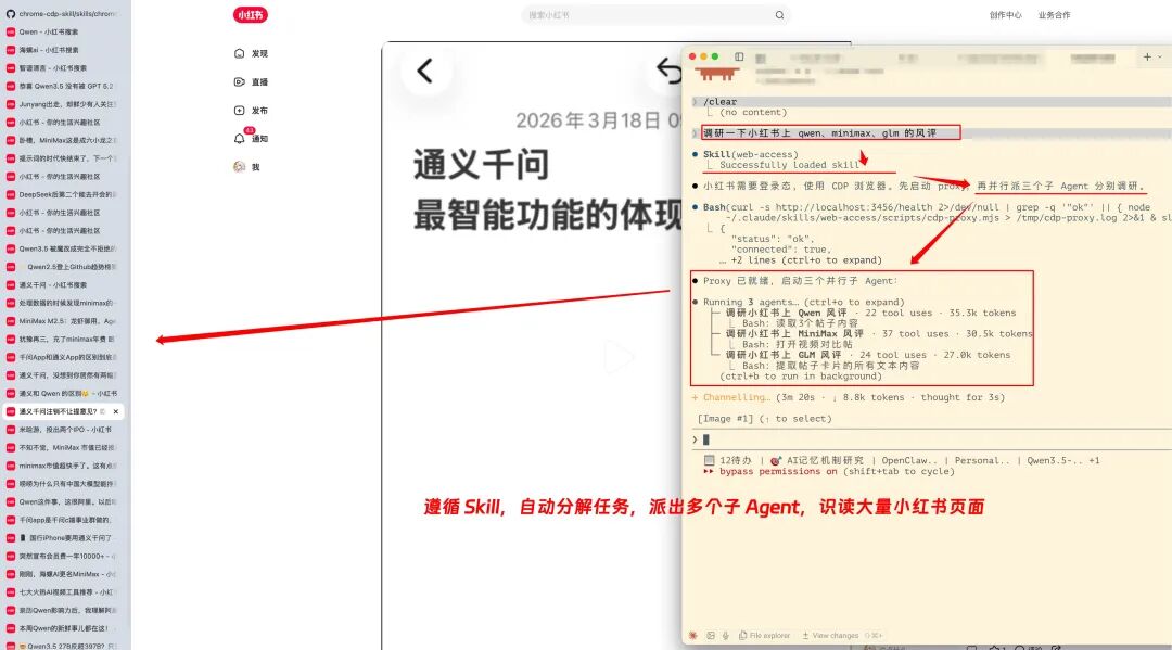 多子Agent并行调研小红书内容