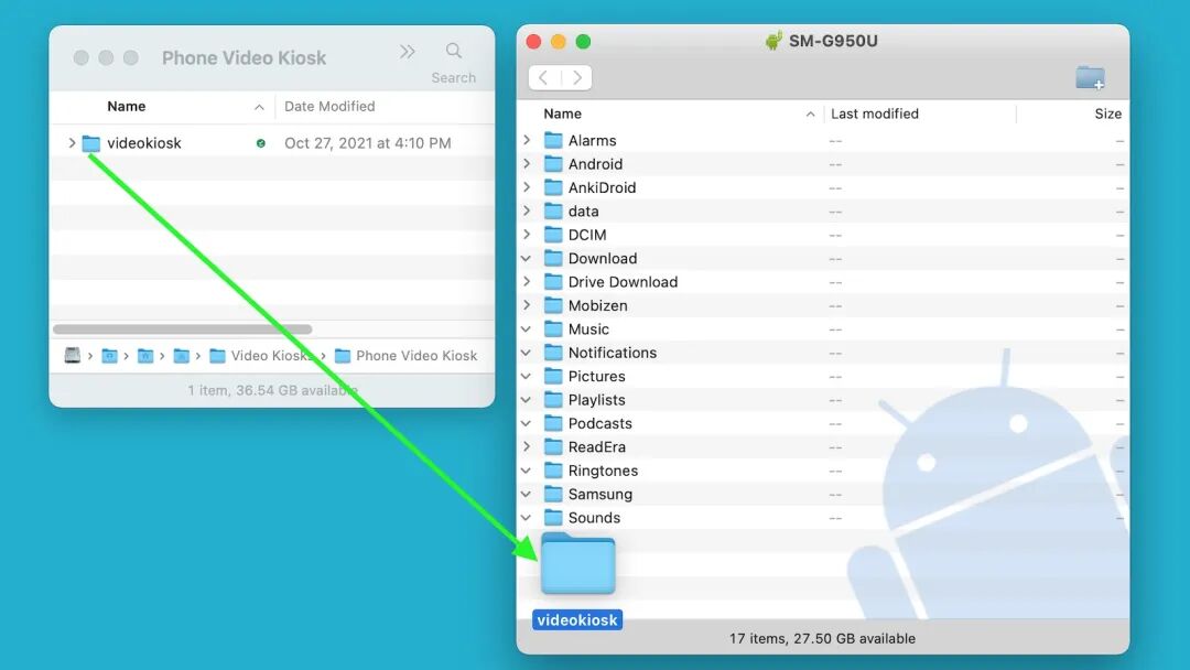 Android File Transfer工具识别到的手机文件夹视图