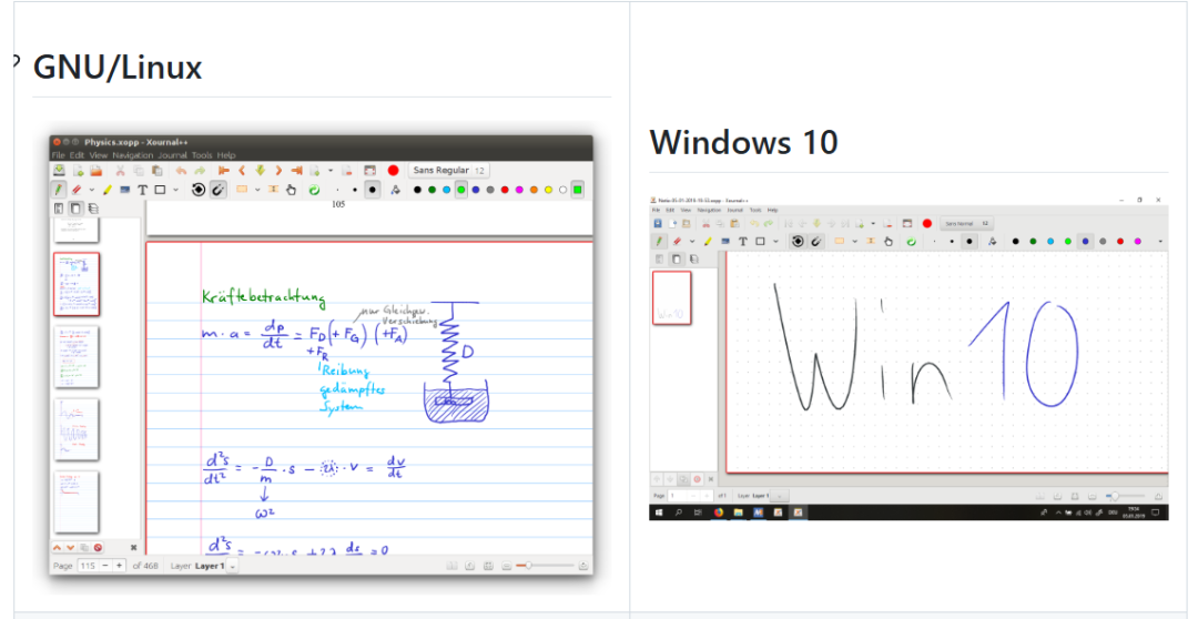 Xournal++在Linux与Windows10下的跨平台软件界面对比