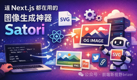 Satori宣传图:将React JSX转换为SVG、PNG和PDF