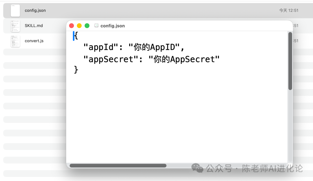 飞书应用配置config.json文件示例