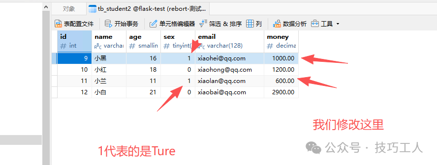 批量更新前的数据库表数据