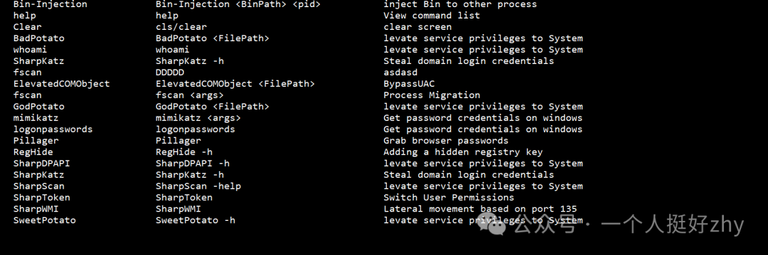 加载插件后的扩展命令列表