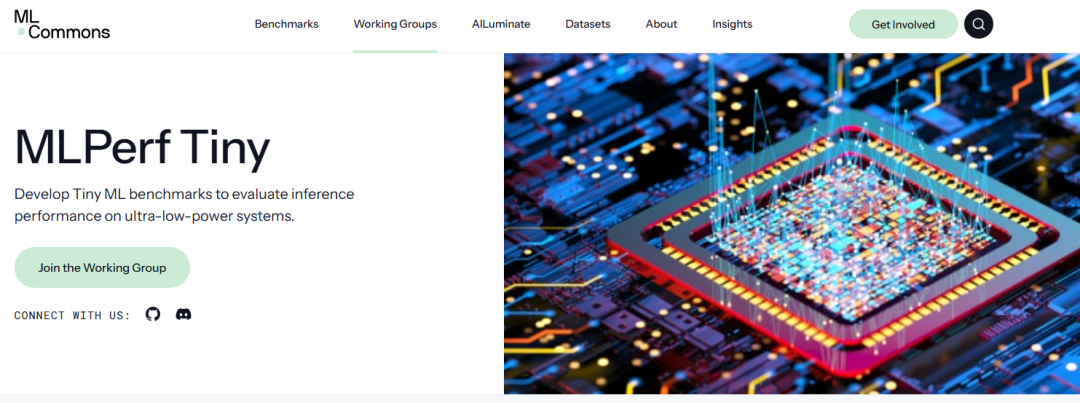 ML Commons 网站 MLPerf Tiny 基准测试介绍页截图