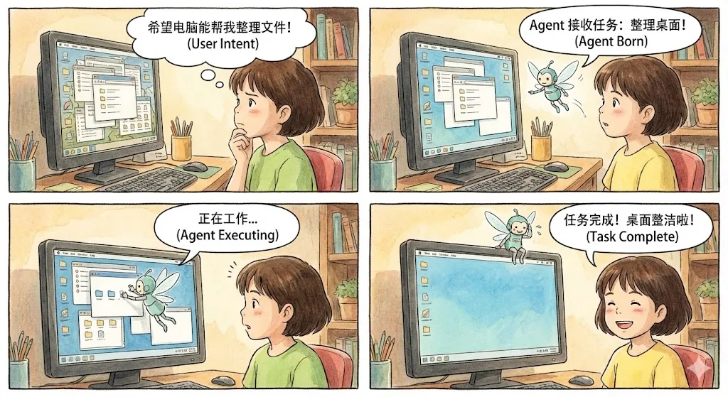 GUI Agent任务执行四格漫画