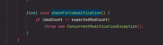 checkForComodification方法源码