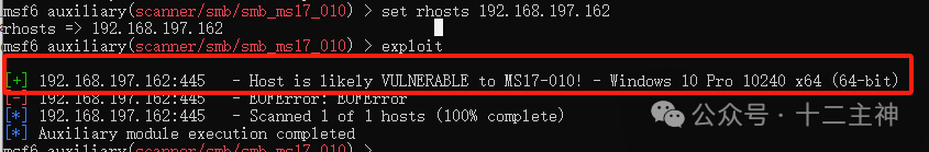 MS17-010漏洞验证结果 - 192.168.197.162