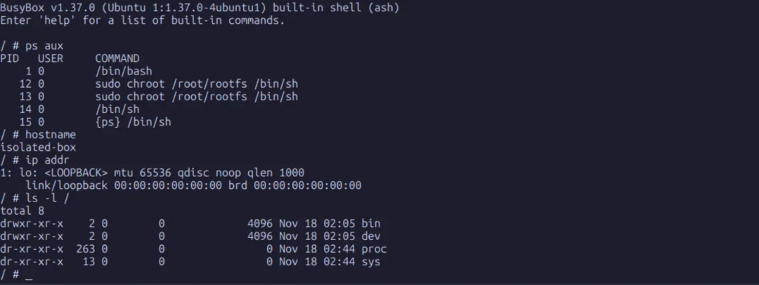 手动构建容器中的进程列表