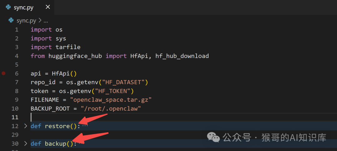 sync.py Python脚本代码结构，包含restore和backup函数