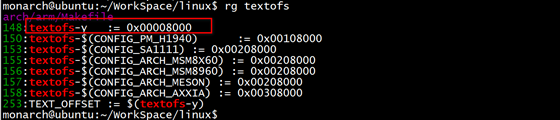 终端显示 textofs-y 定义,默认值为 0x00008000