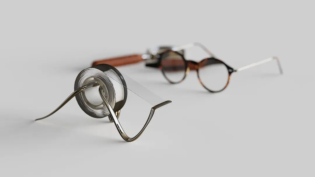 眼镜与胶带的创意静物摄影