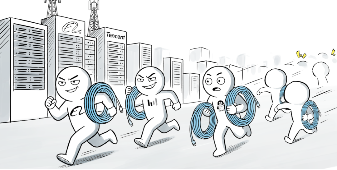 手持线缆奔跑的卡通人物